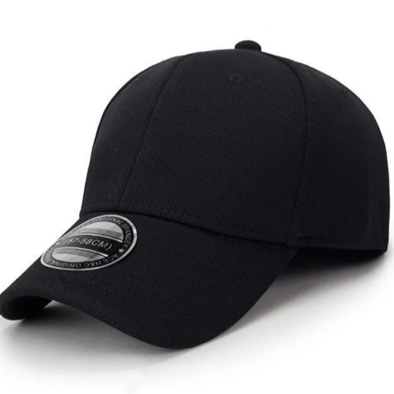 Casual fashion Solid color Baseball Cap  Fitted fully enclosed unisex cap Outdoor Black Quick Recovery  Sport sun protection hat