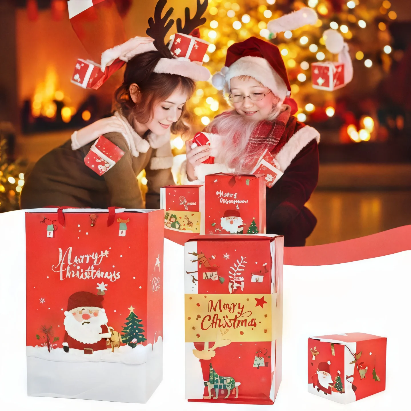 Red Surprise Gift Box Money Bag, Christmas Explosion Gift Box, Foldable Pop-Up Surprise Gift Box, Perfect Holiday Gift Idea