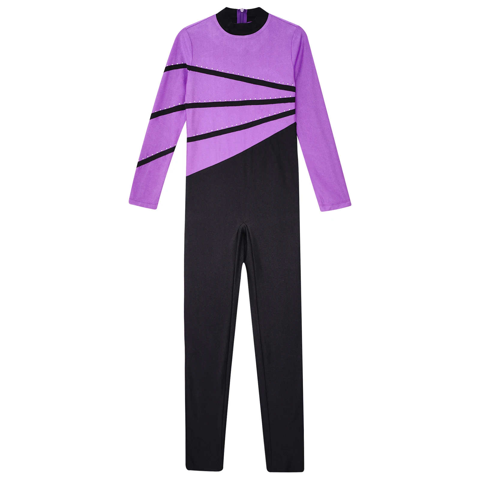 6-16Y Girls Long Sleeve Zipper Ballet Dance leotard Gymnastics  Figure Skating Yoga Acrobatics performance Jumpsuit Bodysuit