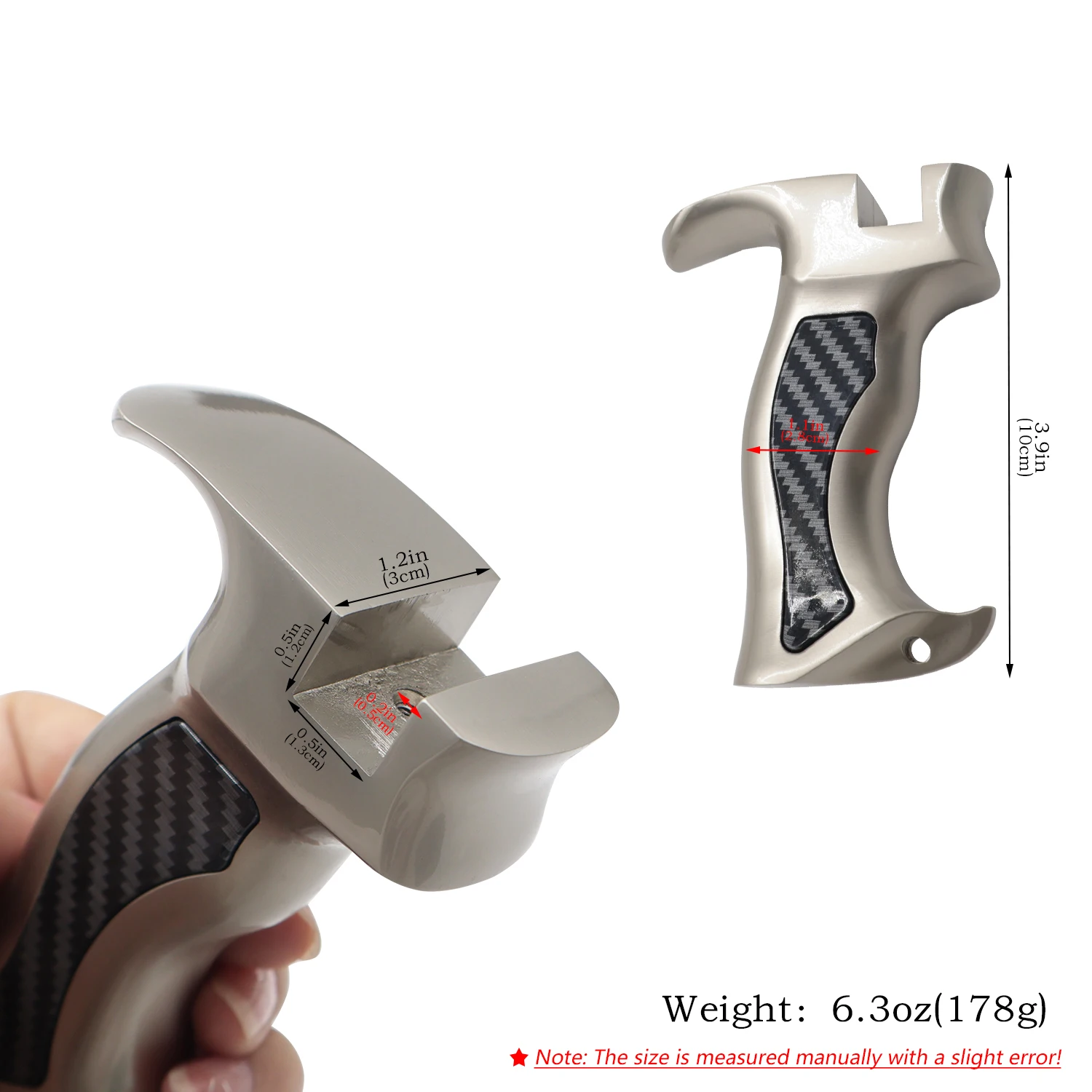 Alloy Slingshot Handle with Carbon Fiber Texture & Ergonomic Pistol Grip for DIY Outdoor Target Practice Gear
