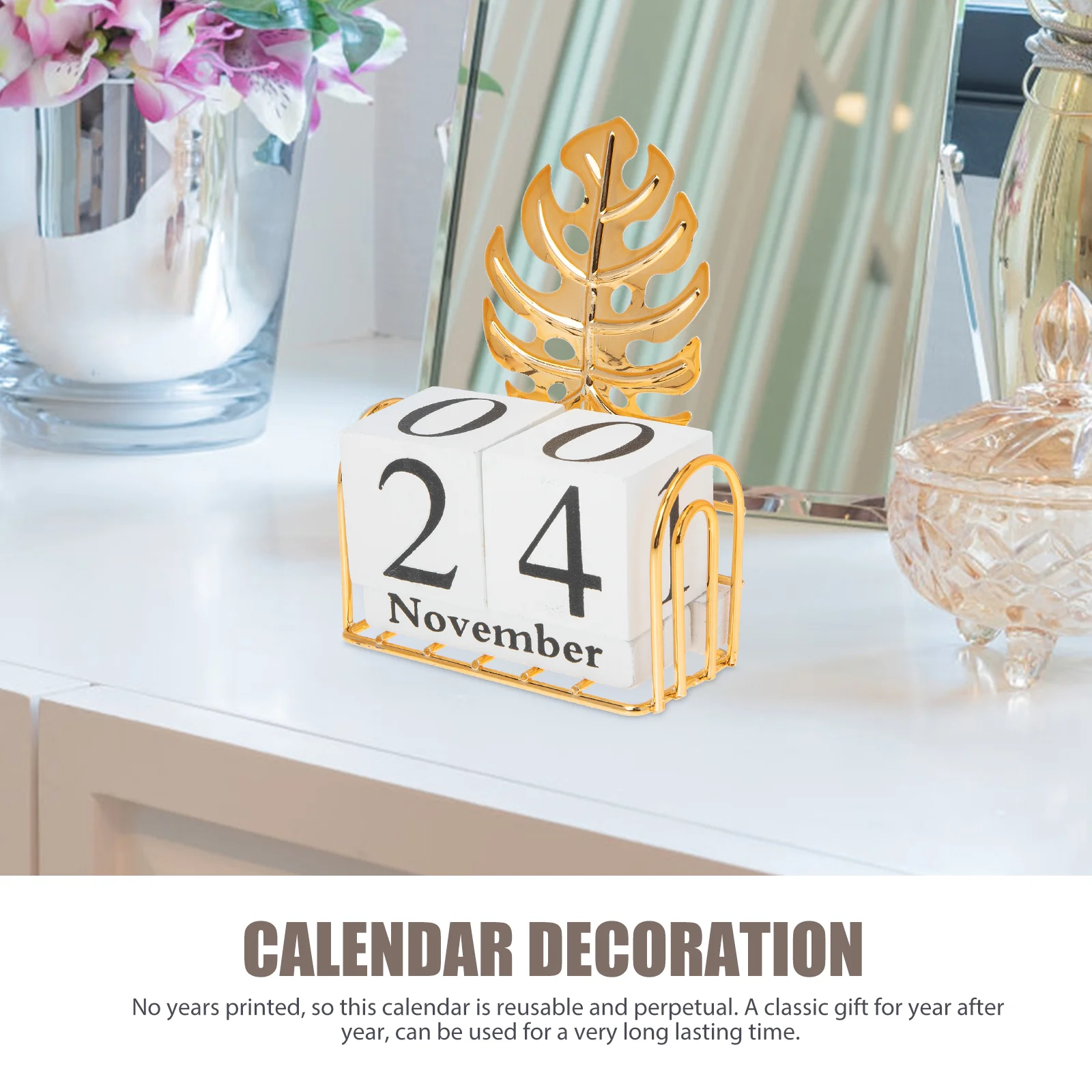 Square Calendar Decoration Office Pantry Organizers and Storage Wooden Turtle Leaf