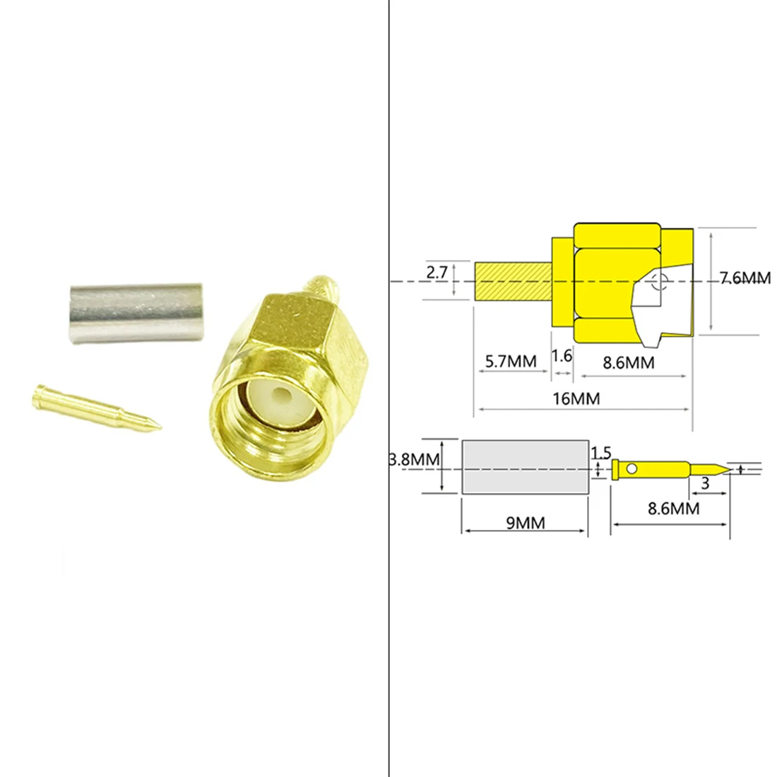 Veel 10 Stuks Sma Mannelijke Stekker Rf Coax Connector Crimp Rg316 Rg174 Lmr100 Kabel Terminal Rechte Goudplated Nieuwe Groothandel