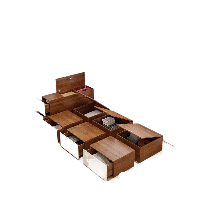 

Modern simple small apartment bed tatami bed wardrobe integrated storage box bed