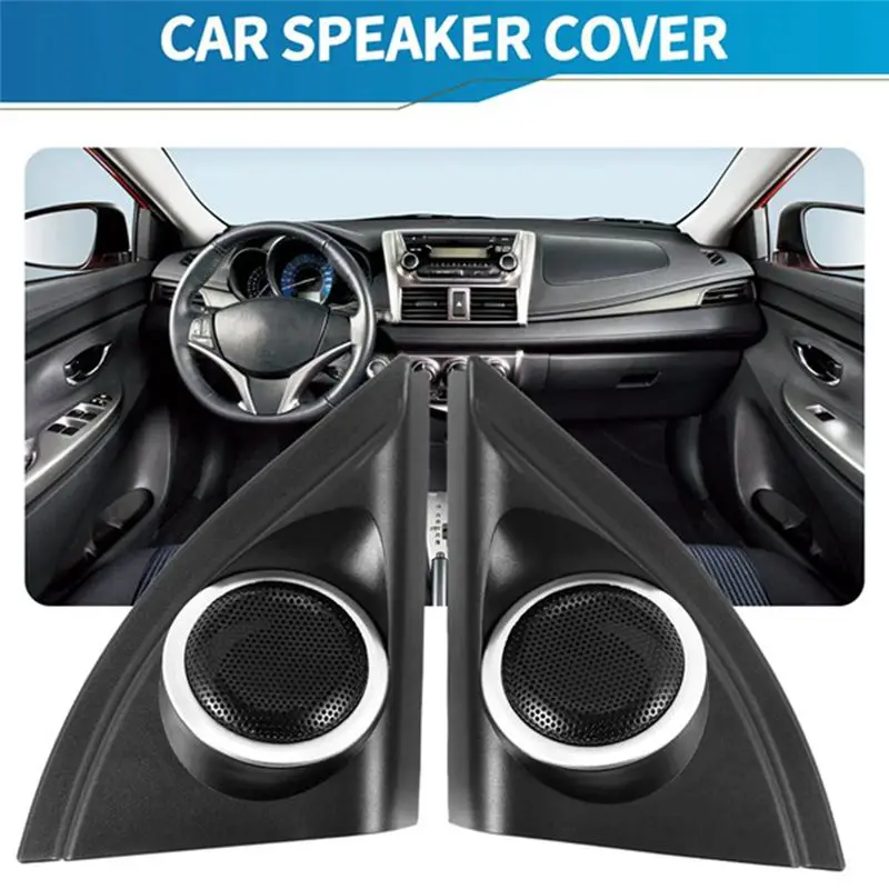 A67K-Car Door Panel Audio Horn Cover Tweeter Triple-Cornered Speaker Loudspeaker Cover Trim For Toyota Vios Yaris 2013-2019