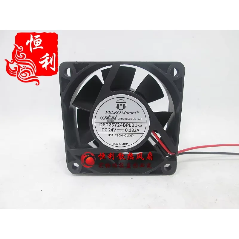 PELKO D6025Y24BPLB1-5 DC 24V 0.182A 60x60x25mm 2-Wire Server Cooling Fan