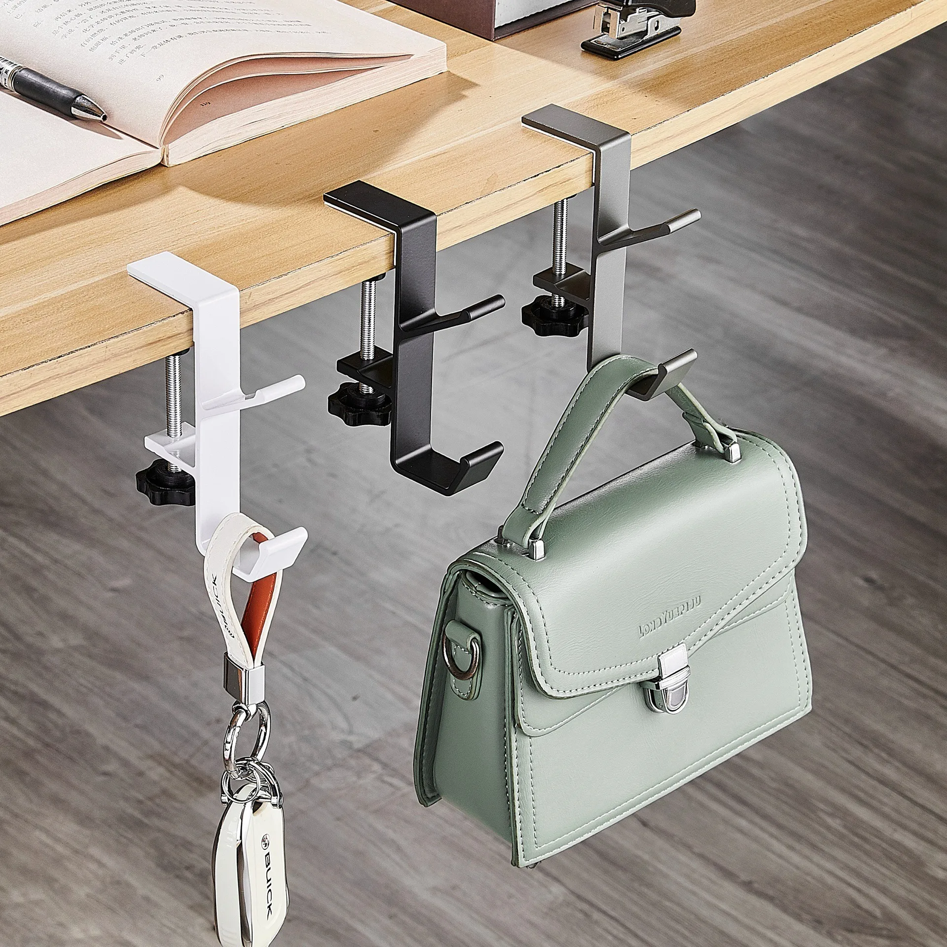Portable Hanging Bag Hook Student Desk Side Hanging bag Artifact Removable mobile Handbag Holders Multi-functional Table Hook
