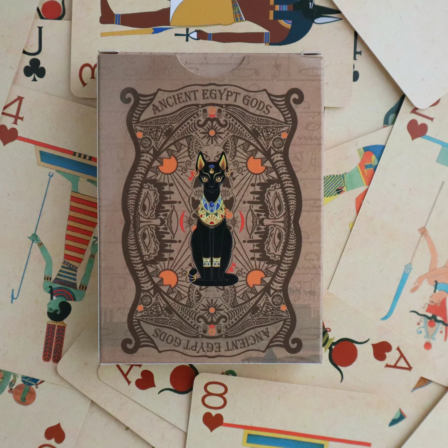 54 pieces Ancient Egypt Gods Cat Paper Playing Cards Vintage Stype Bridge Card Deck 60x90mm Poker Party Table Board Game Cartes