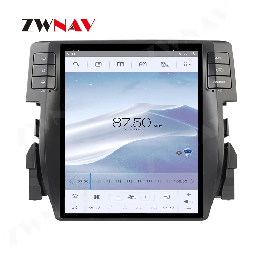 ZWNAV 10.4 inch Android 12 for Honda Civic 2016-2019  Multimedia play DSP carplay 8GB+128GB with GPS Navigation stereo head unit