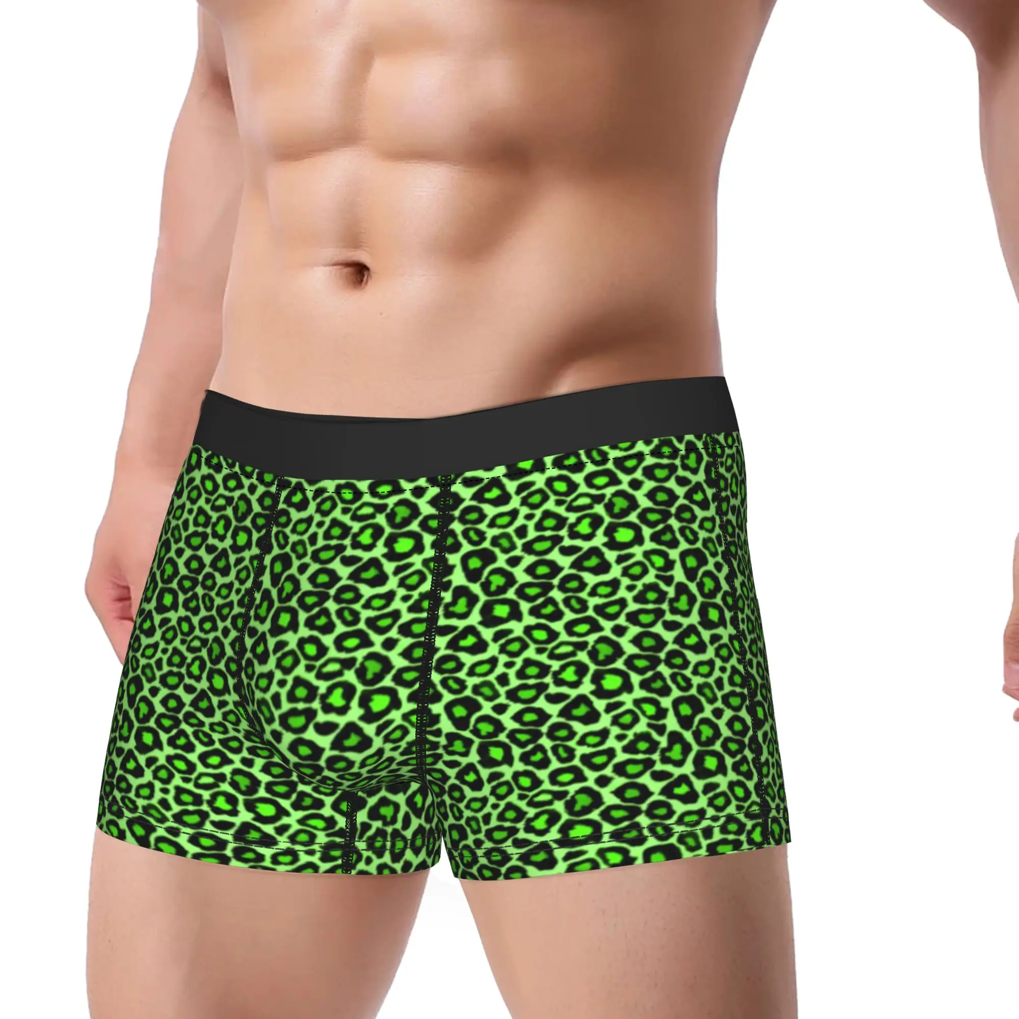 Wild Sexy Neon Green Unique Trendy Leopard Underwear  Custom Boxer Shorts Hot Sale Man Underpants Comfortable Boxer Brief Gift