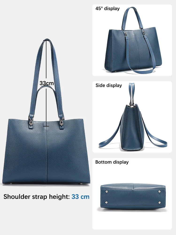 Zency Brown Leather Handbag Genuine Leather Cowhide Bag Wine Bag Woman Commute Tote Handbag Underarm Shoulder Bags Top Handle - view 4