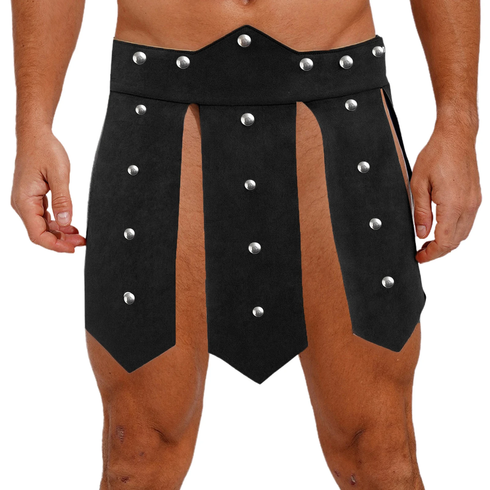 

Men's Ancient Warrior Solider Cosplay Armor Skirt Rivet Decor Gladiator Performance Costume for Halloween Carnival Party Uniform