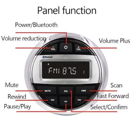 مقاوم للماء الرقمية البحرية مشغل MP3 استقبال الصوت راديو الغولف البحرية للقوارب العرض البحري الأساسي #3