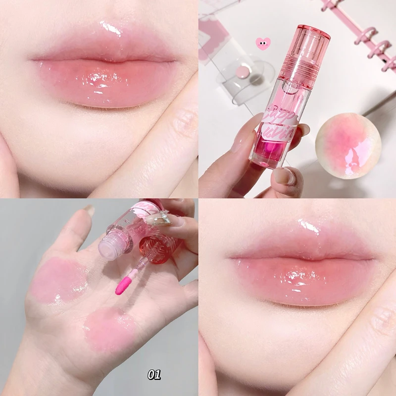 Water GLOSS Jelly Lip GLOSS กันน้ําโปร่งใส Liquid ลิปสติก Lip สาวแต่งหน้าเกาหลีแต่งหน้าลิปสติก Lipgloss เครื่องสําอาง