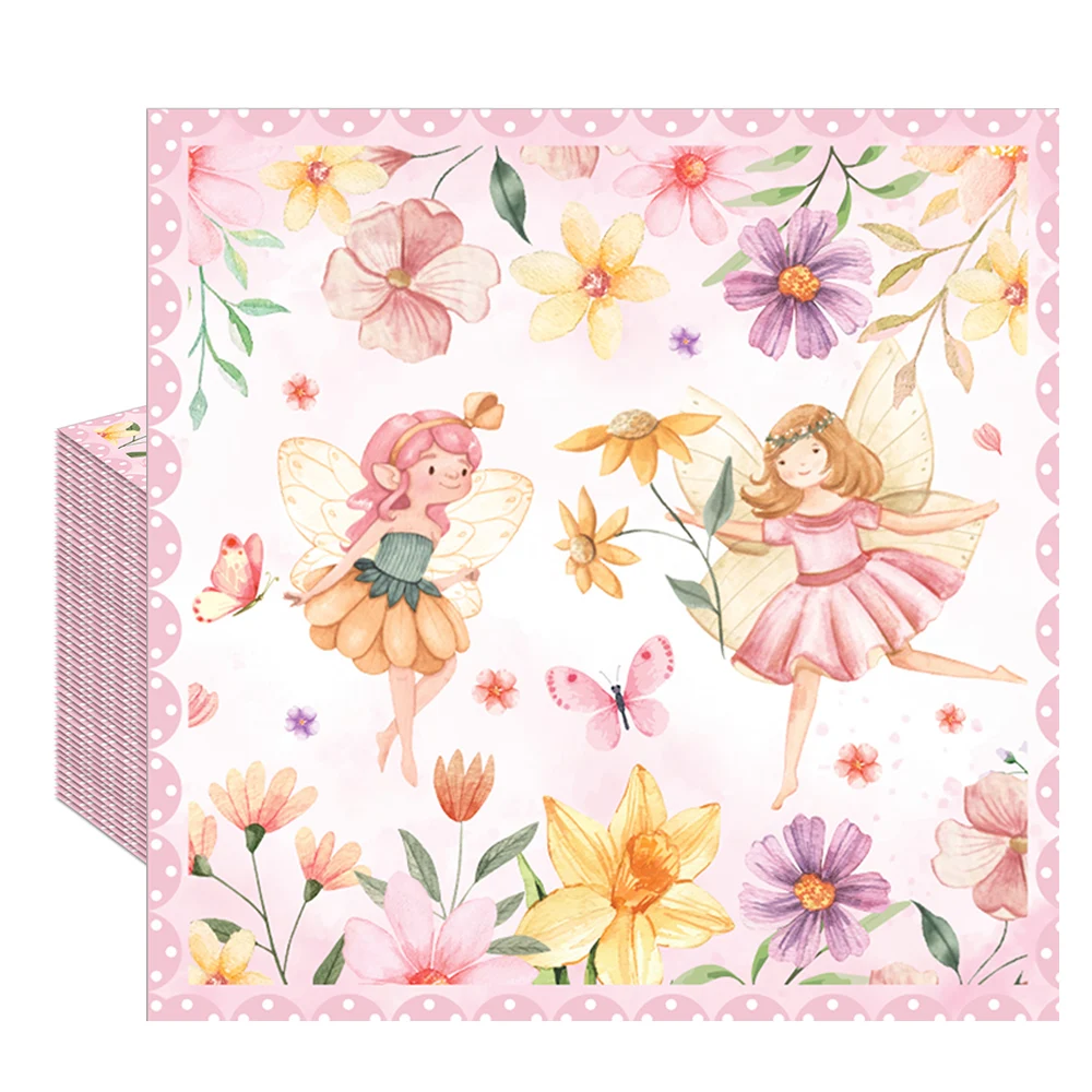 20/40/80 Stück Feen-Papierservietten, Feen-Partyservietten, Blumen-Feenservietten, Verzauberter Wald Partyzubehör, Garten-Geburtstagsdekoration – Detail 3