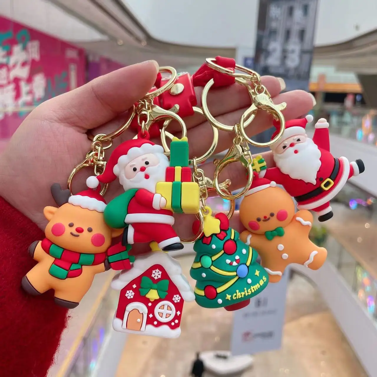 Porte-clés Jolly Santa - Breloque pour sac cadeau de Noël pour femmes et couples