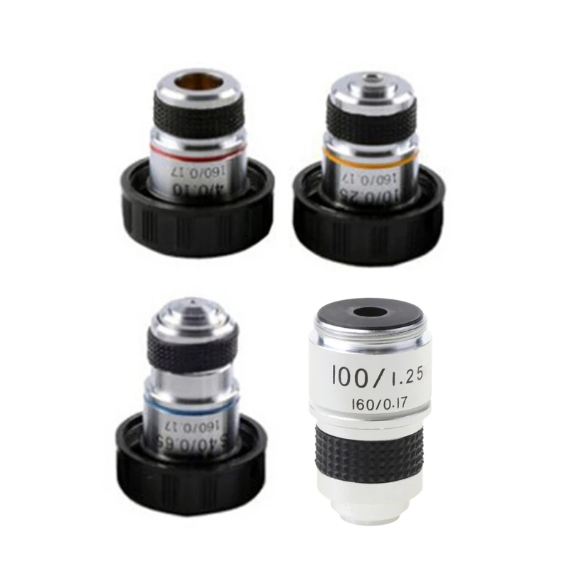 4X 10X 40X 100X Microscope Objective Lens Achromatic Objective Laboratory Biological Microscope Parts Tube Length 160mm