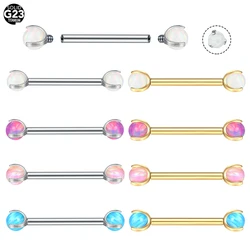 1/5PCS Titanium 14G Claw Opal Nipple Barbell Ring Internally Thread Nipple Shield Bar Mamilo Tongue Piercings Sexy Women Jewelry
