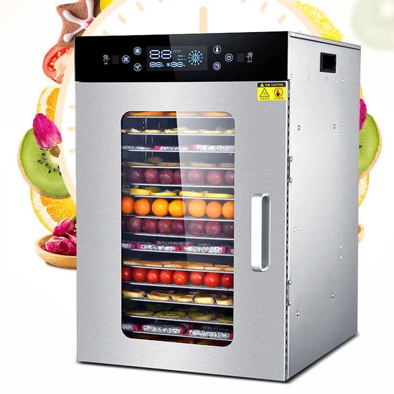 110V/220V stainless steel 6/8/12/16/20 floor fruit  full-automatic food dehydrator vegetable meat  dehydration  drying secador