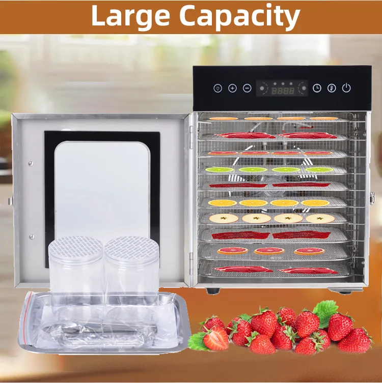 Home and Commercial Use 10 Layers  Electric Food Dehydrator Machine Stainless Steel Shell
