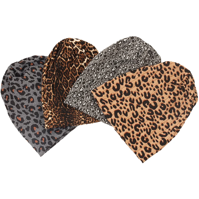 New Women Autumn Winter Leopard print Warm Beanies Skullies Adult Casual Outdoor Sport Hat Soft Brand Knit Cotton Female Bonnet