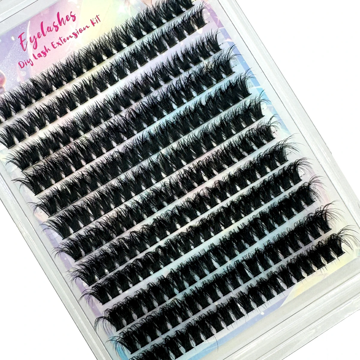 Kit de extensão de cílios fofos 60d + 80d + 100d, conjunto de extensão de cílios grossos, 10-18mm, kit de cílios únicos, faça você mesmo