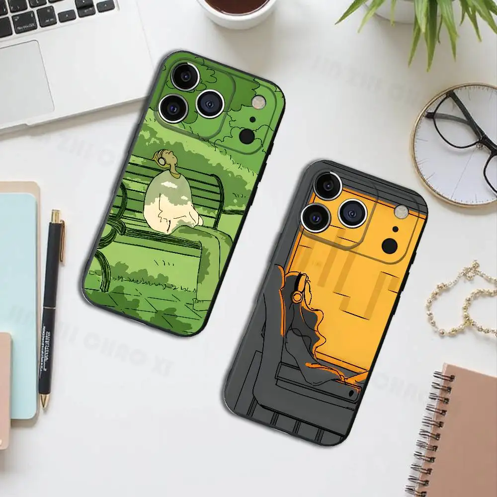 

Depression Cut Black Phone Case For IPhone 17 16 15 14 13 12 13 12 11 Pro Max Plus XS XR Silicone Soft Back Cover