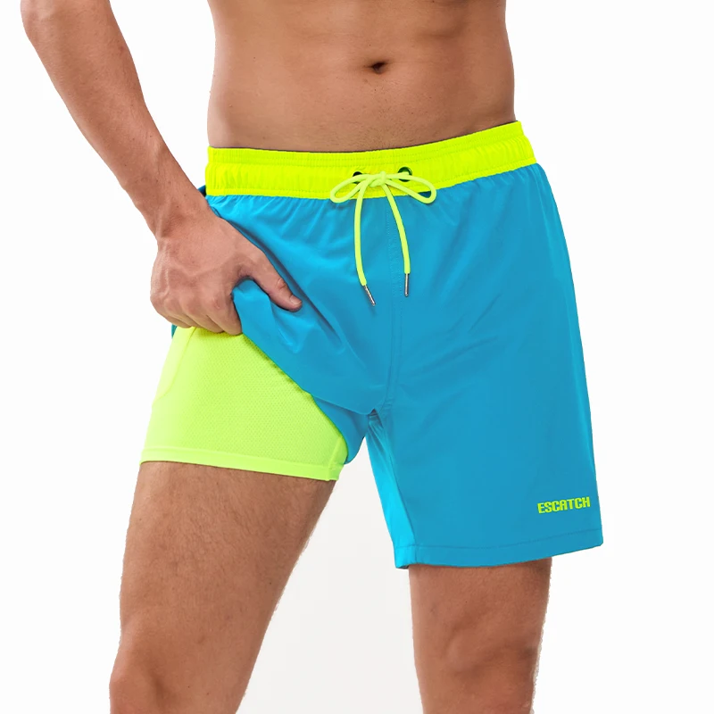 Neueste Herren-Shorts 2-in-1 mit langem Innenfutter, schnelltrocknend, Strand- und Surf-Badehose für Herren, Badeshorts mit Taschen, Damen-Sommer-Laufhose – Detail 7