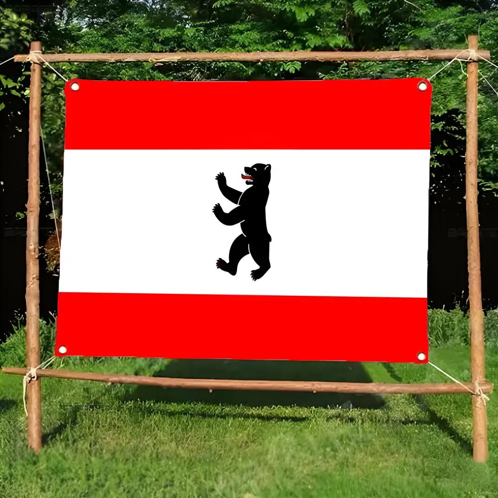 city flag banner B-Berlin City Flag Flags Daily four ring borderless design indoor outdoor decor easy hang install