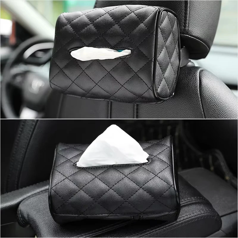 Car Tissue Box Cover Sun Visor Chair Back Hanging Type Car Tissue Box Armrest Box Towel Tissue Storage Case Interior Accessories