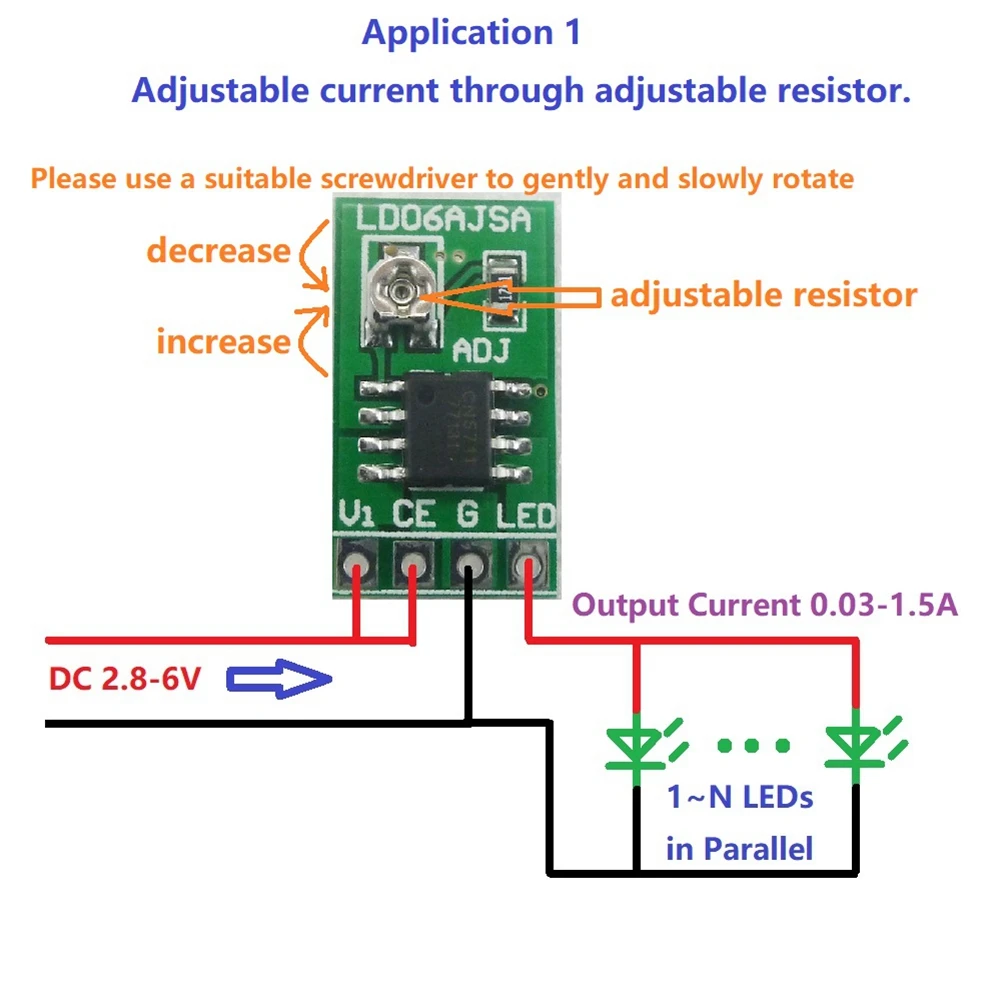 وحدة تحكم تيار ثابت قابلة للتعديل ، لوحة تحكم PWM لـ USB ، سائق LED ، DC V iver 5V ، 30-1500MA