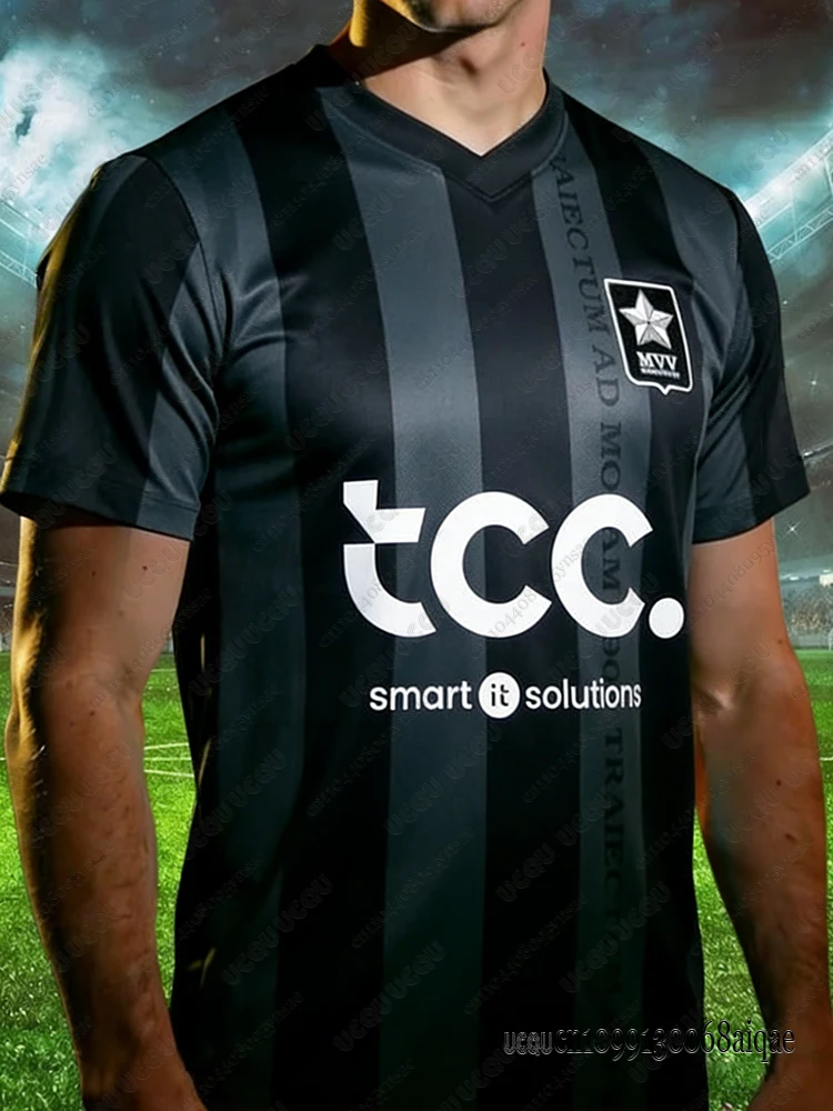 Zomer Nieuwe Heren Voetbalshirts Snel Droogende Fiets Shirts Nederland MVV Maastricht 25-26 Thuis Tenue Volwassenen/Kinderen Team Uniform