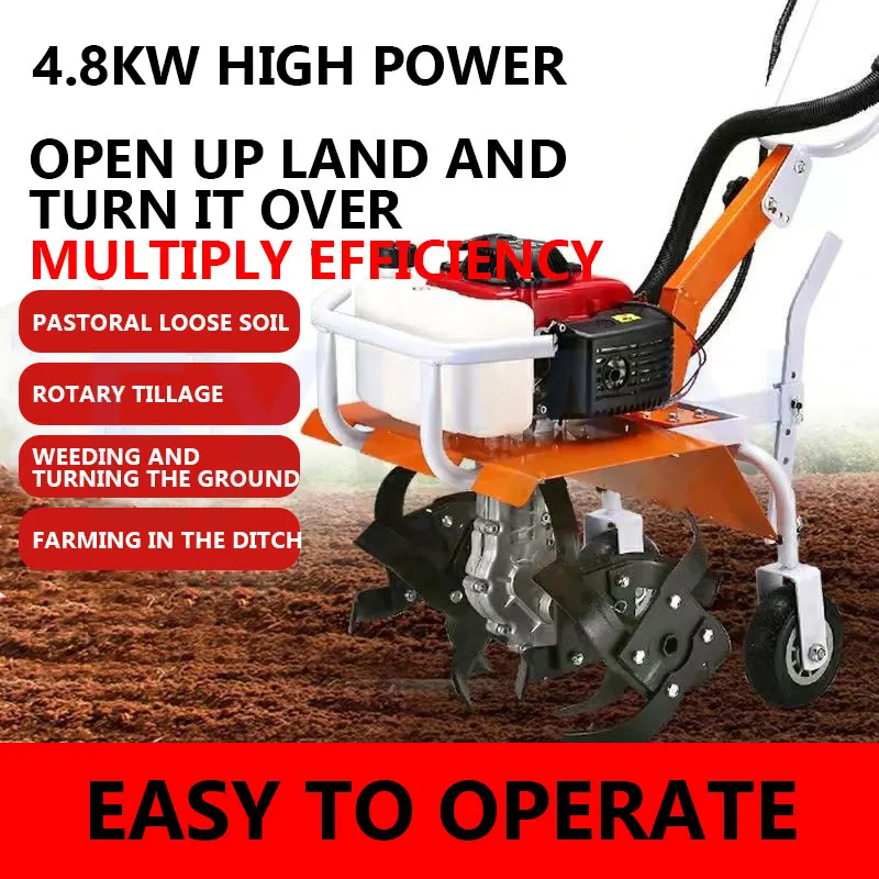 Four Stroke Rotary Cultivator High-power Soil Loosening Tillage Machine Small Trenching Rotary Tiller Cultivator Tilling Soil