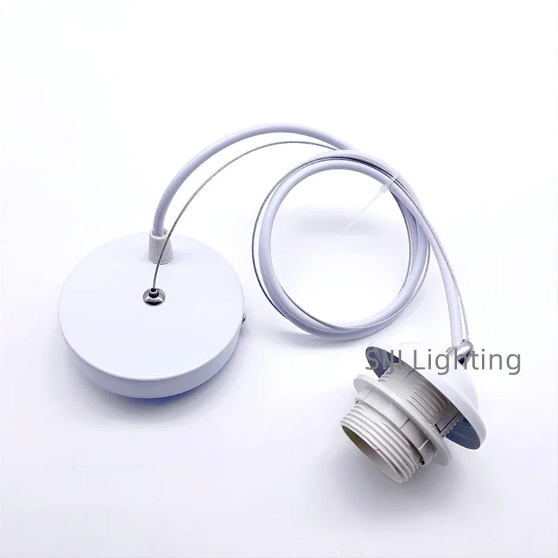 E27 Ceiling Canopy Cable wire Iron Lamp Base Ceiling Rose Chandelier Steel Wire Plastic Lamp Socket Lampshade LED Pendant Light