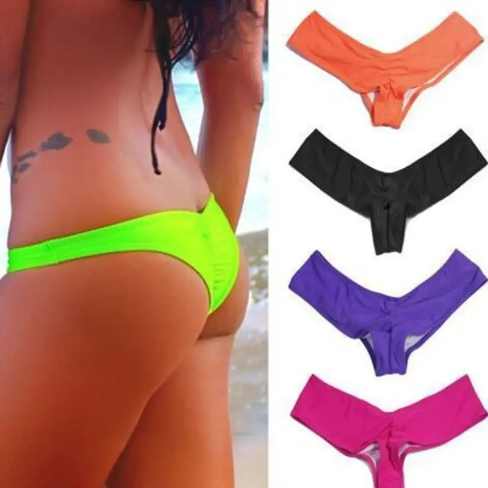 

Vacation T-Shaped Thongs Large Size Sexy Single Bikini Pleated Swimming Trunks Swimsuit