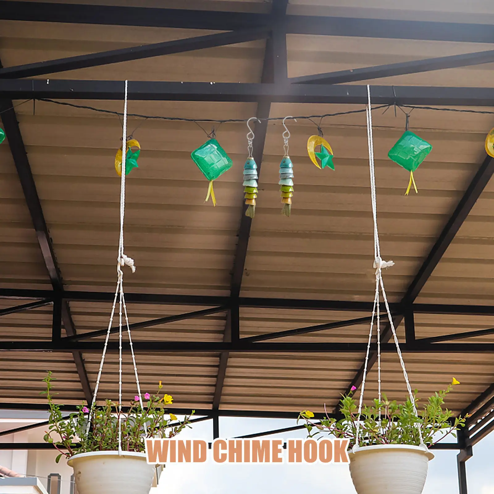 10Pcs Wind Chime Hooks Metal S Shaped Rotating Swivel Hooks for Hanging Flower Baskets Wind Spinners Garden Decor Hanging Plant - view 5