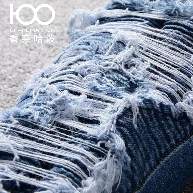 513 chareiharper slim fit patch elastic men's slim fit European and American style denim pants