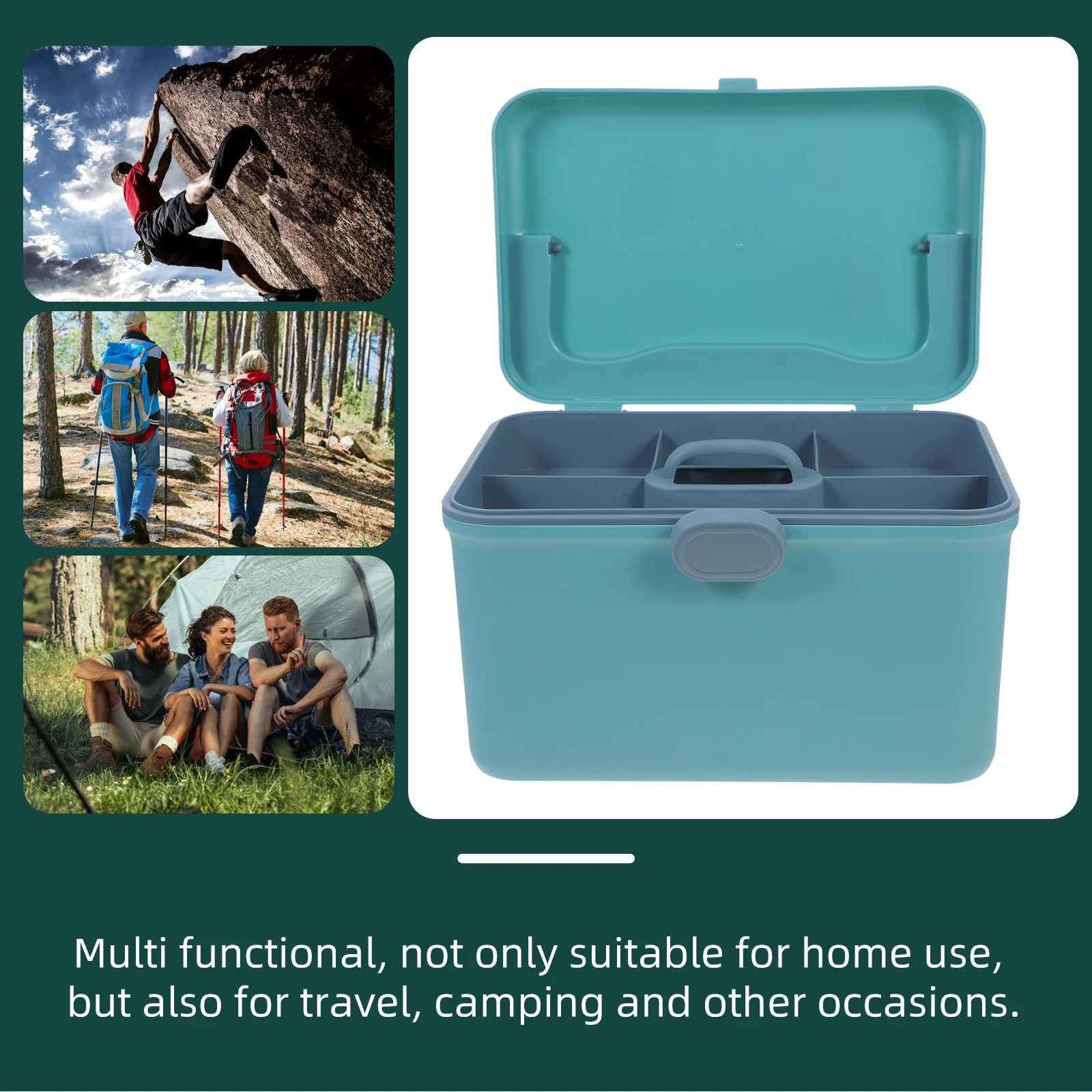 صندوق تخزين الأدوية ذو سعة كبيرة، منظم طبي أزرق متعدد الطبقات، حقيبة محمولة للمنزل والسفر والتخييم ومجموعة الطوارئ #5