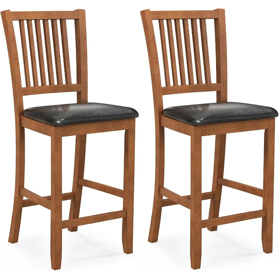 

Bar Stools Set of 2 25.5 Counter Height Bar Stool with Backrest Padded Seat Footrest and Rubber Wood Frame for Kitchen Island P