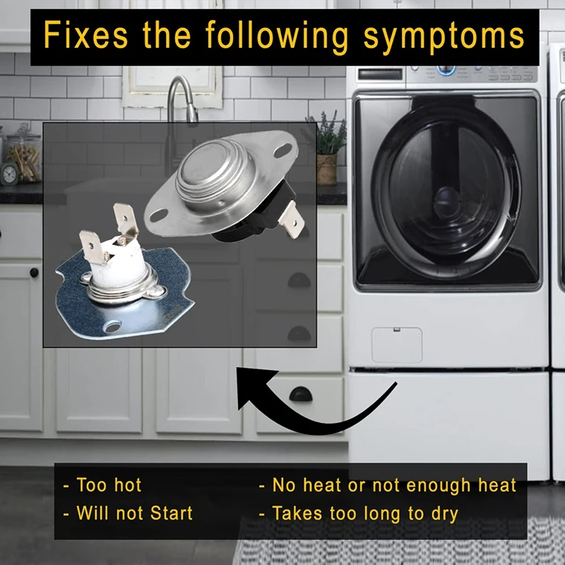 Kit de corte térmico do secador, Peças de reposição, Plástico e Metal, Compatível com 3389946, 3398671, 3977394, 695563, AP3094224, 3390291