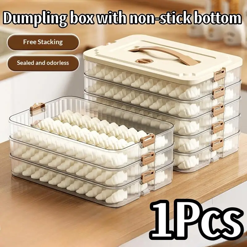 Transparent Dumpling Storage Box Airtight Refrigerator Freezer Container for Home Kitchen Organization Space Saving Design