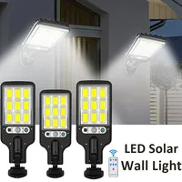 108COB Solar Mini Wall Sconce Outdoor Lighting Remote Control PIR Sensor Multi-Mode Adjustment Fence Patio Doorway LED Lights