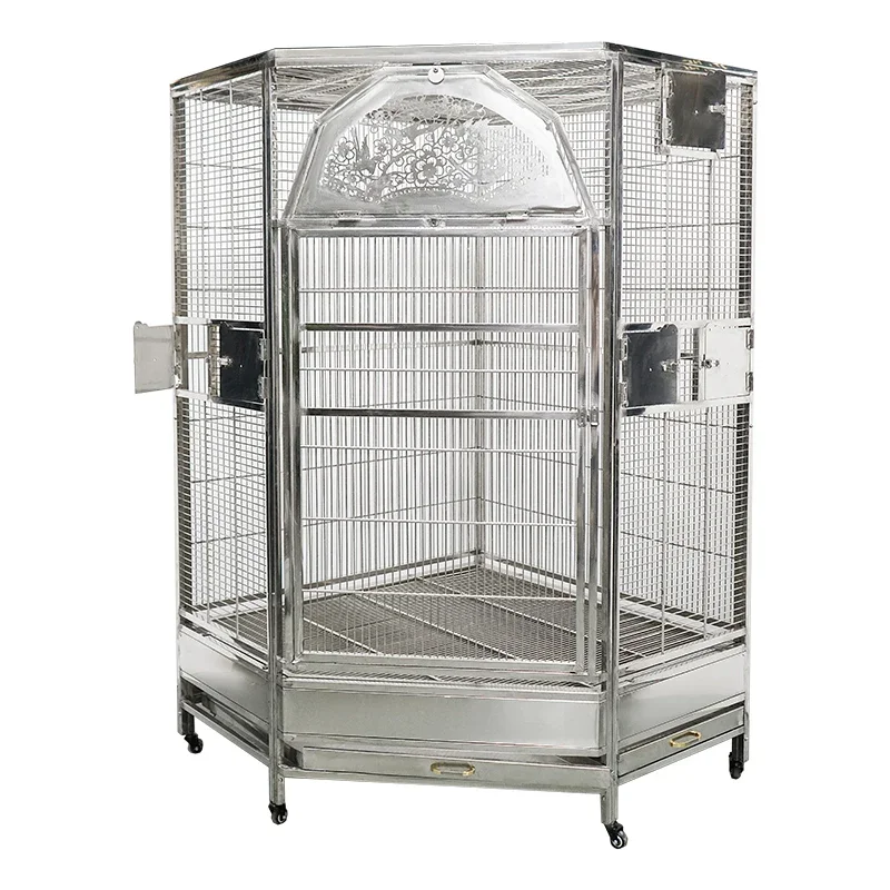 Large Vintage Bird Cage For Decoration Luxury Stainless Steel Pet Parrot Breeding Cage