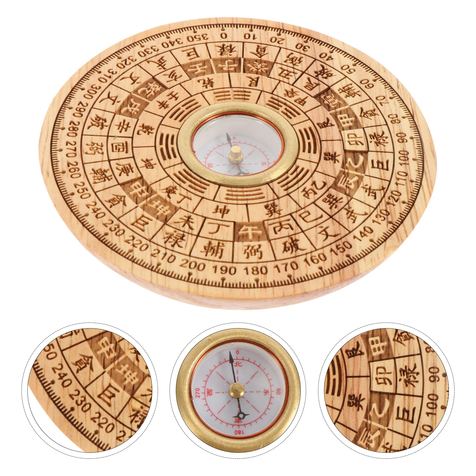 

1Set Wooden Pan Chinese Traditional Feng Shui Compass Round Shape For Home Decor Desktop Adorn Multifunctional