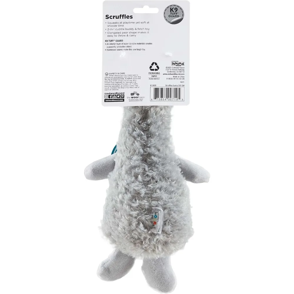 Outward Hound Scruffles Bunny Plush Squeaky Dog Toy, Small