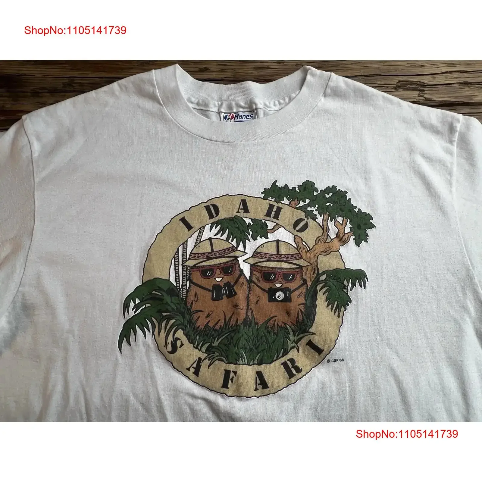 

Vintage 1986 Idaho Safari Potato s Funny T Shirt Size MEDIUM vintage Washed designer clothes Breathable fashion graphic Soft