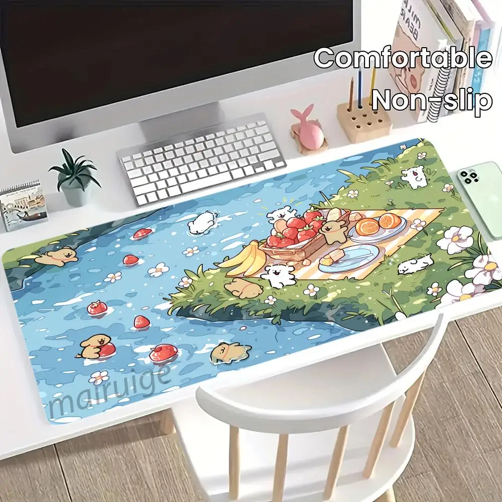 

Коврик для мыши Line Puppy, большой коврик для компьютерной офисной игры, настольные коврики XXL, резиновые противоскользящие коврики для клавиатуры с прошитыми краями, длинные настольные коврики