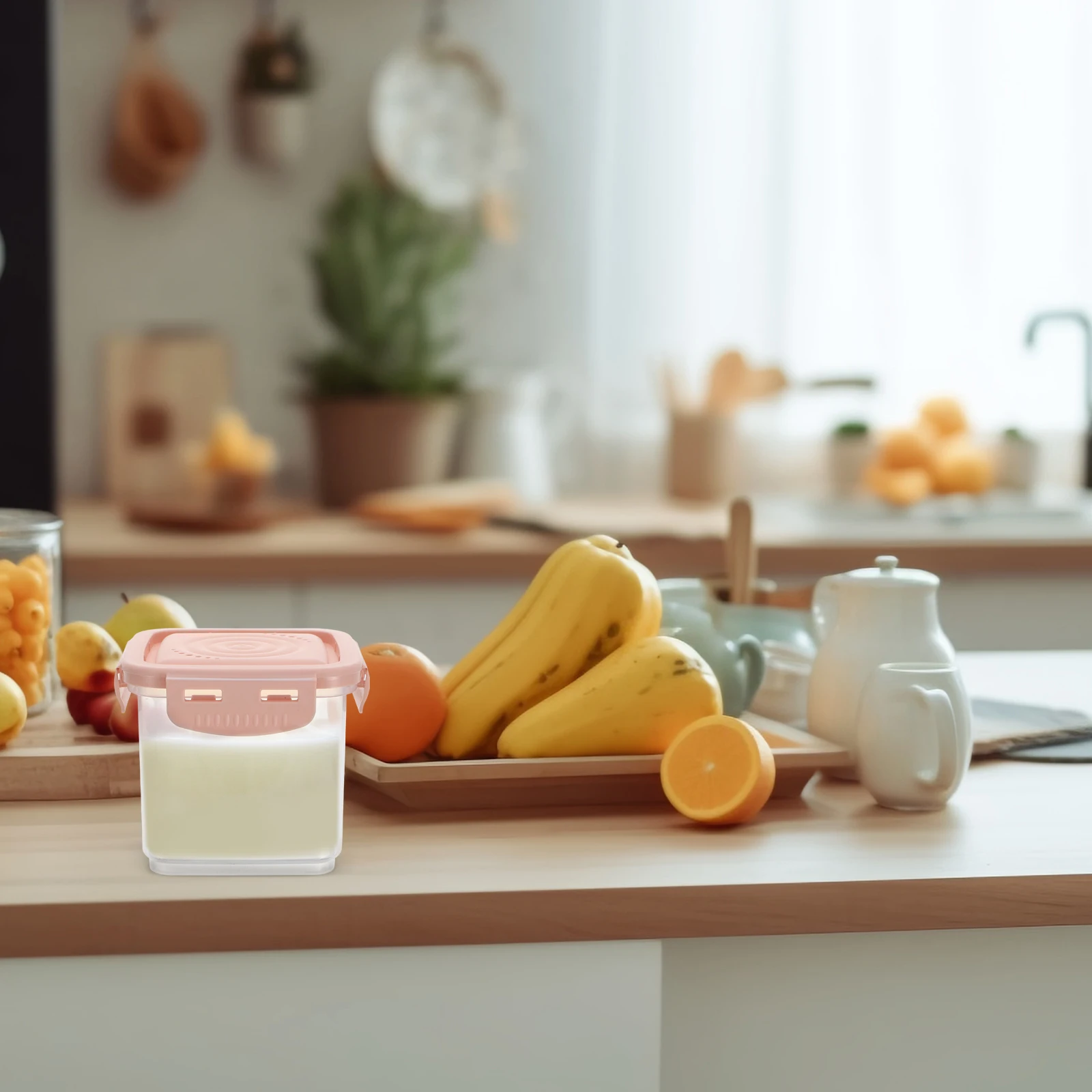 

Yogurt Box Storage Containers Airtight Large Capacity Food Sealed Bread Jars Reusable Plastic Grain Case Fruit Holder
