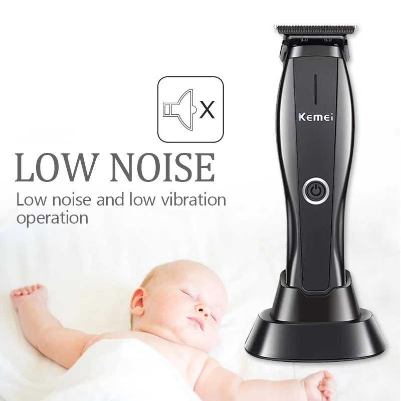Kemei ปัตตาเลี่ยนตัดผมไฟฟ้าแบบมืออาชีพ, เครื่องโกนหนวดไร้สายความเร็วสูงชาร์จไฟได้เครื่องเล็มขนตามร่างกายแบบมืออาชีพสำหรับช่างตัดผม