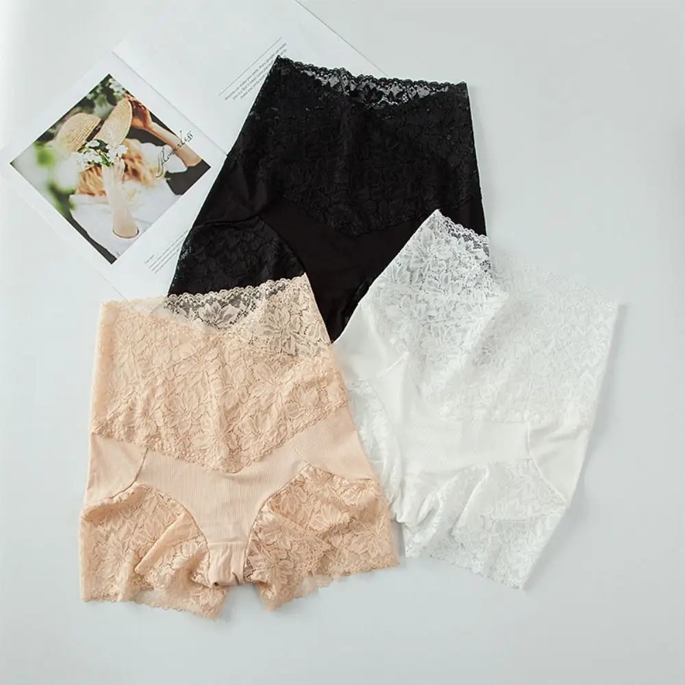 Süße transparente Spitze Sicherheitshose Bauchkontrolle hohe Taille nahtlose Shorts Mesh Blumen Unterwäsche Damen Leggings Shorts Sommer