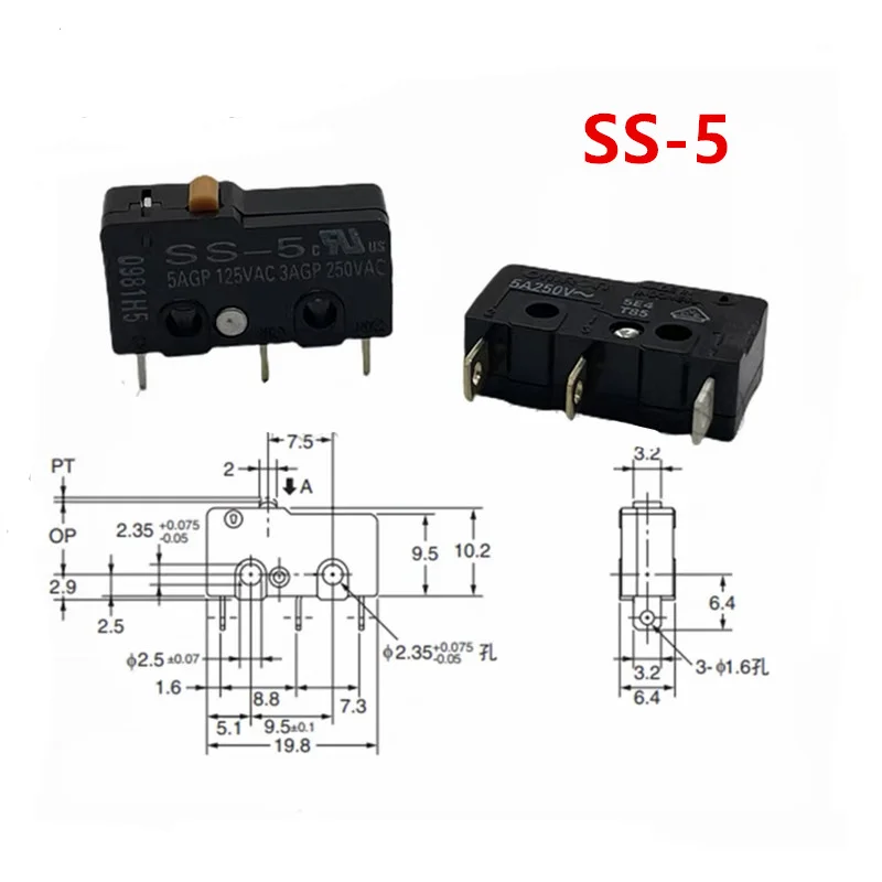 Interruptor de limite de viagem micro pequeno, original, 3 pinos, SS-5, SS-5GL, SS-5GL2, SS-5GL13, SS-5GL Series, 5pcs, 10pcs